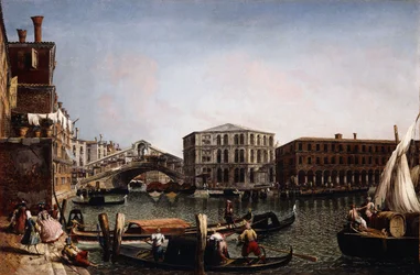 Rialtobroen, Venezia med Fondaco dei Tedeschi i forgrunnen,