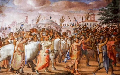 Triumf til konsulen Lucius Aemilius Paulus over Perseus, kongen av Makedonia (detalj), ca 1570 (fresco)