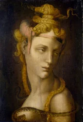 Cleopatre par Tosini, Michele, Circle of (1503-1577). Olje på lerret, størrelse: 37x25,7,, Museo Poldi Pezzoli, Milano
