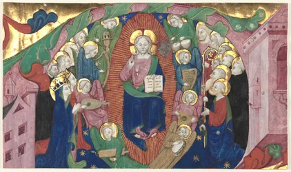 Fragment av en historisk initial fra en korbok: Kristus i majestet, ca. 1400.