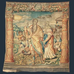 Brussels bibelske billedvev som viser nedstigningen fra arken fra serien "The Life of Noah", av Paulus van Nieuwenhove
