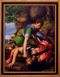 ""David og Goliat"" Maleri av Michiel Coxcie