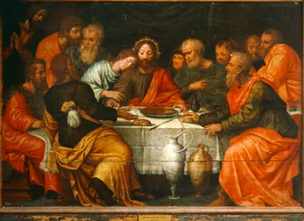 Den siste nattverd. Olje på tre (olje på tre)