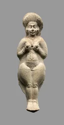 Kvinnefigur, mellomelamitt, ca. 1500–1100 f.Kr. (keramikk)