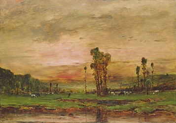 Kveldslandskap med en kvegflokk nær Jouy-en-Josas, 1881