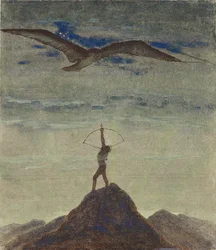 Skyttens tegn (fra syklusen ""Zodiac") av Ciurlionis, Mikalojus Konstantinas (1875-1911). Tempera på papir, størrelse: 35,3x30,1
