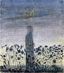 Jomfruens tegn (fra syklusen ""Zodiac") av Ciurlionis, Mikalojus Konstantinas (1875-1911). Tempera på papir, størrelse: 35,6x31,3