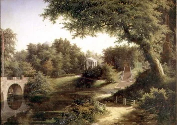Utsikt i hagen til Pavlovsk (olje på lerret)