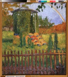 A Garden Arbor - Maleri av Mikhail Nikolayevich Yakovlev (1880-1942), olje på lerret