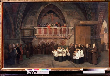 ""Vespers i kirken St. Frans av Assisi, Italia"" Maleri av Mikhail Petrovich Botkin (1839-1914) 1871 State Tretyakov Gallery, Moskva