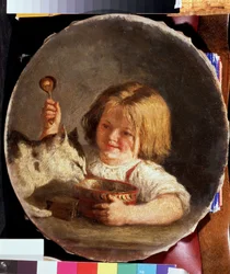 Frokost (frokost). Maleri av Mikhail Sergeyevich Bashilov (1821-1870). Olje på lerret, 29 x 25,2 cm
