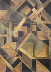 Abstrakt komposisjon med krystallinske former, ca. 1920.
