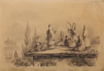Georgiske kvinner på taket Lezghinka, 1837