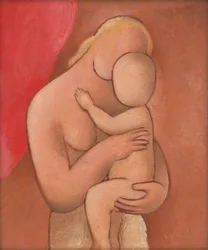 Mor og baby, ca. 1934 (olje på kryssfiner)