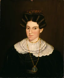 Kvinne i svart kjole, ca. 1835-1840