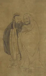 Confucius og Buddha vugger en Qilin