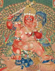 Detalj av keiserlig brodert silke Thangka