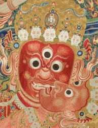 Detalj av keiserlig brodert silke Thangka