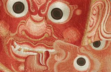 Detalj av keiserlig brodert silketangka