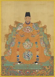 Portrett av keiser Wu-tsung fra Ming-dynastiet (hengende skriftrull, blekk og farger på silke)