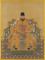 Portrett av keiser Yingzong av Ming (1427–1464) (hengende skriftrull, blekk og farger på silke)