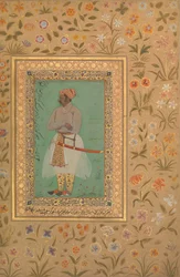 Portrett av Maharaja Bhim Kanwar, Folio fra Shah Jahan Album, verso: ca. 1615-29