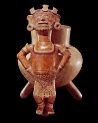 Stativvase med billedfigur, fra Miahuatlan, Oaxaca (keramikk)