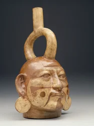 Stigbøyle-tut kar i form av et mannshode, c.A.D. 450-550 (keramikk)