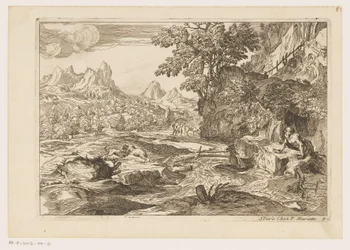 Landskap med Saint Jerome med to kjempende løver Landskap etter Titian (serietittel)