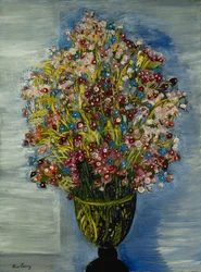 Blomster i en grønn vase; Blomster i en grønn vase