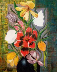 Blomstervase, ca. 1916 (olje på lerret)