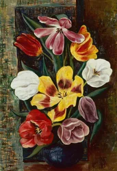 Vase med tulipaner (olje på lerret)