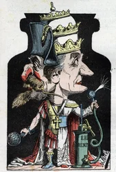 Allegorie du Concordat (sign between Pius VII and Bonaparte) of 1801 represented by Moloch as a compression device with Napoleon III and the Pope