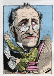 Allegori om en kurator fra 1800-tallet i "" Le Trombinoscope"" av Touchatout, tegneserie av B. Moloch fra 1882 (1849-1909). Privat samling.