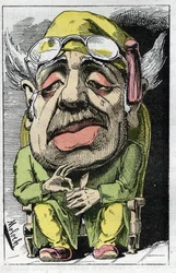 Allegori over en hanrei på 1800-tallet i «Le Trombinoscope» av Touchatout, karikatur av B. Moloch fra 1882 (1849-1909). Privat samling.
