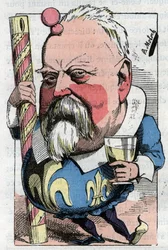 Tegneserie av Viscount de Lorgeril (Hippolyte Louis), fransk politiker.