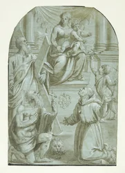 Maria med Jesusbarnet på tronen, omgitt av apostelen Andreas, døperen Johannes som barn, den hellige Hieronymus og den hellige Frans av Assisi