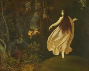 Åpenbaring i skogen (fra Tornerose), før 1858 (olje på tre)