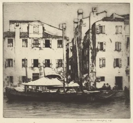 Båter på en kanal, venetiansk øy