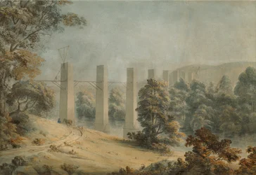 Pant-y-Gessylte Aqueduct, Pontcysyllte (akvarell på papir)