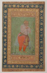 Raja Man Singh I av Amber, ca. 1590 (blekk, ugjennomsiktig akvarell og gull på papir)