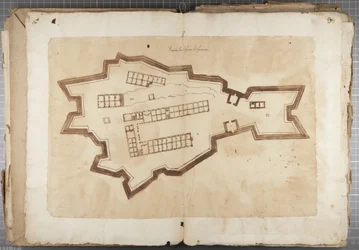 Portefølje med tegninger av Mutio Oddi fra Urbino og andre - Port of Fuentes, ca. 1635-40 (penn og blekk på papir i innbundet volum)