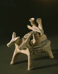 Vogn, fra graven til Marcopoulo, Attika, sen heraldisk periode IIIA-IIIB, 1400-1200 f.Kr. (terrakotta)