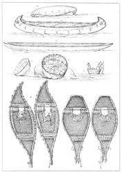 Sioux-kanoer og Chippewa-snøsko, 1841.