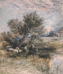 The Angler (akvarell med kroppsfarge på papir)
