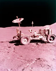 Det første Lunar Roving Vehicle, Apollo 15, juli 1971.