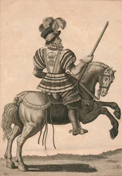 A Yeoman of the Guard, deltar på Queen Elizabeth on a Progress, c1800.
