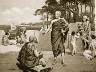 Thucydides i eksil, illustrasjon fra Hutchinsons History of the Nations, 1915 litho