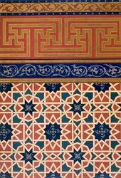 Arkitektonisk utsmykning, mosaikkarbeid, inkludert kant, pub.1883.