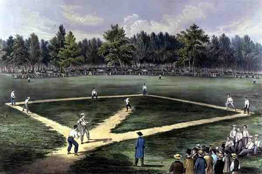 Det amerikanske nasjonalspillet baseball, stor mesterskapskamp på Elysian Fields, Hoboken, N.J. 1866